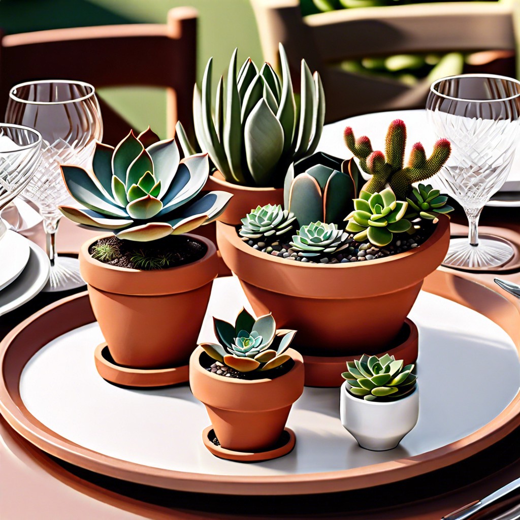 succulent arrangements in terracotta pots