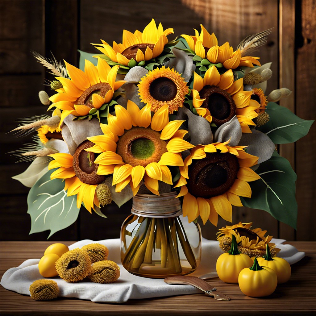 sunflower bouquets and decorations