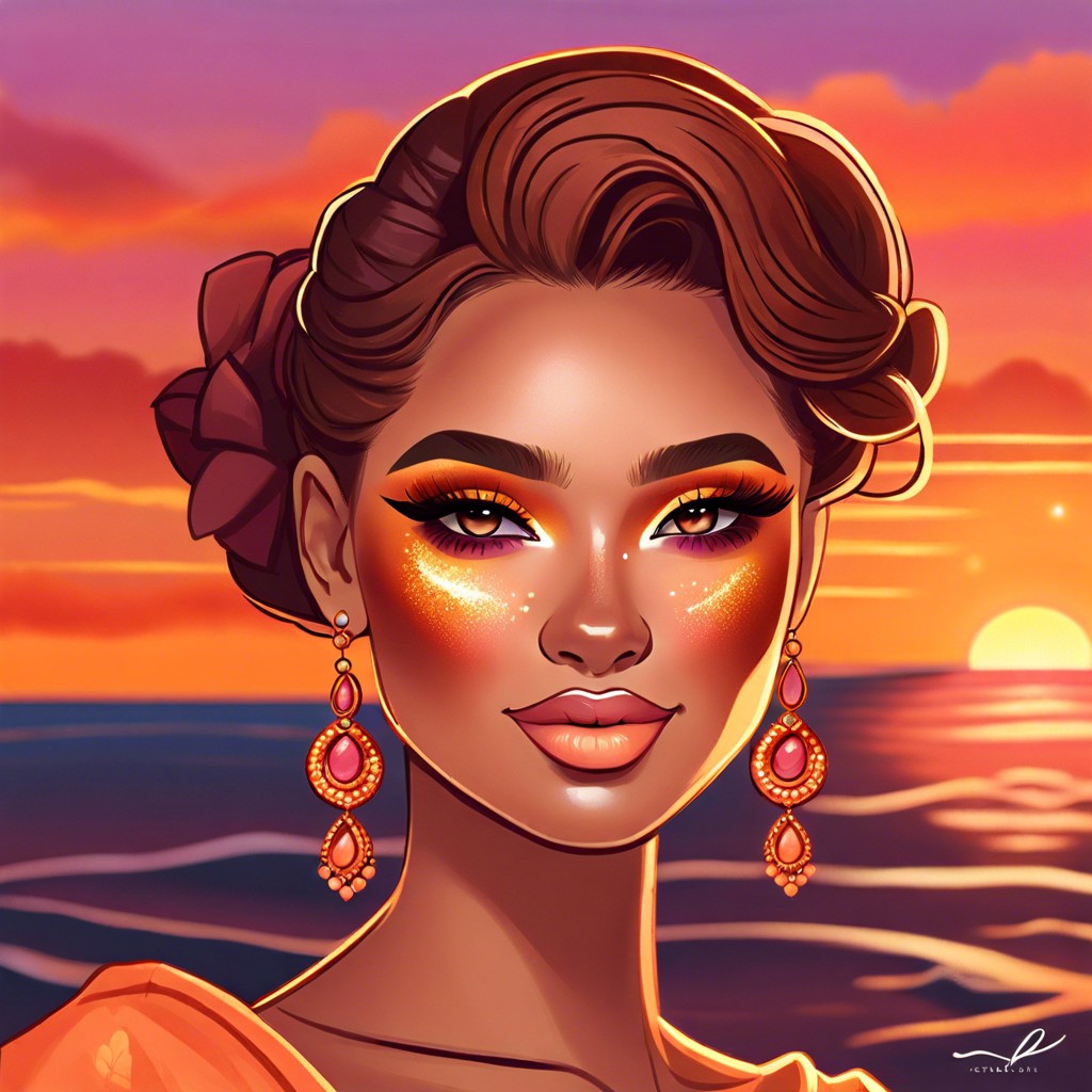 sunset glow warm toned makeup mimicking the colors of a sunset