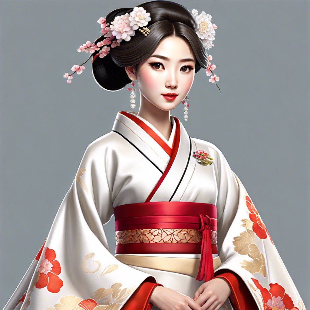 traditional kimono or hanbok inspired dress