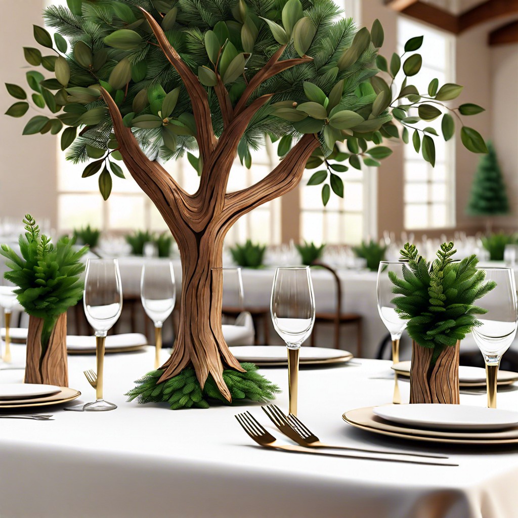 tree saplings as centerpieces to take home as favors