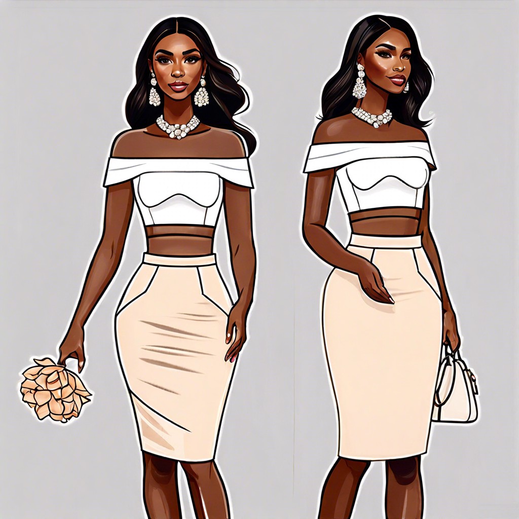 two piece set with crop top and high waist skirt
