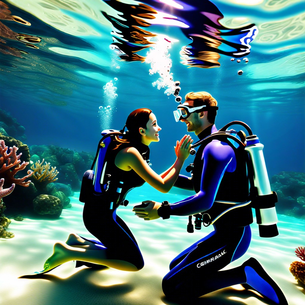 underwater proposal while scuba diving