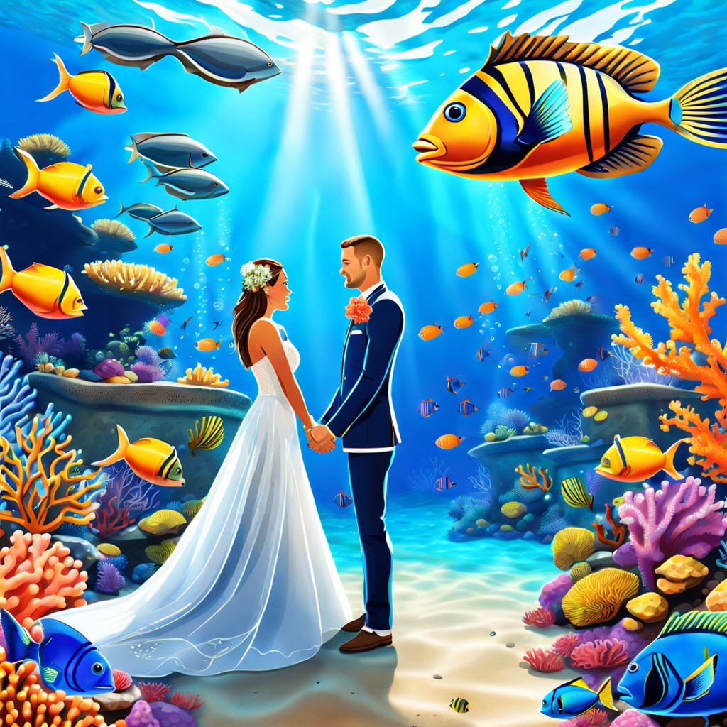 underwater scuba diving wedding