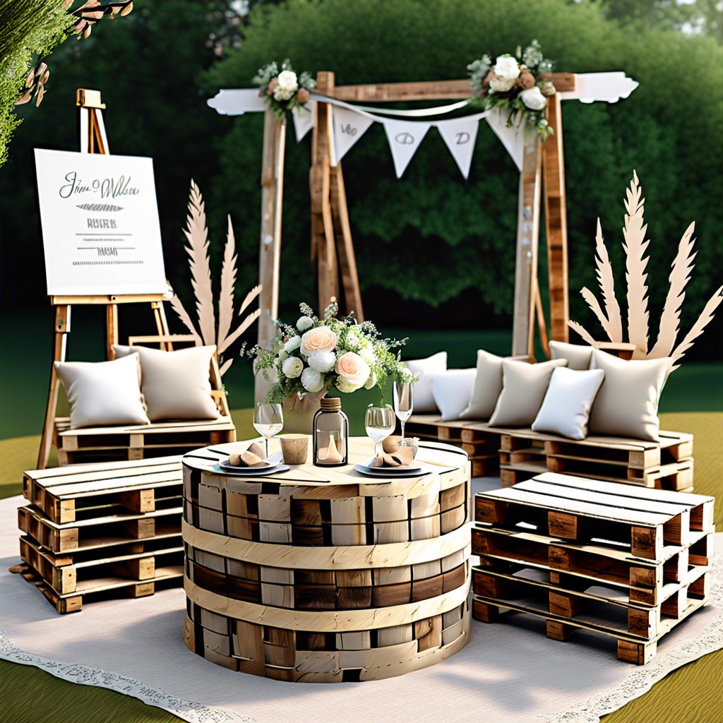 use wooden pallets for signage or seating arrangements