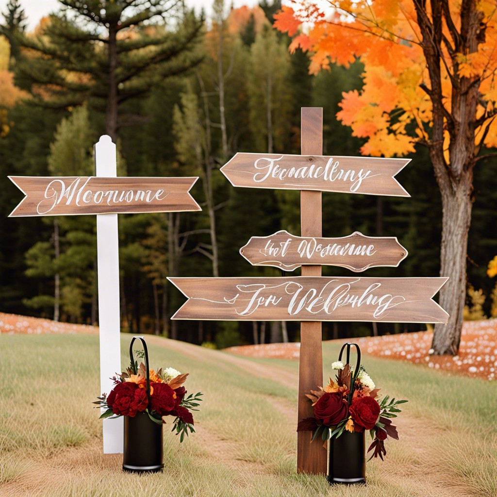 use wooden signs for guiding guests at the venue