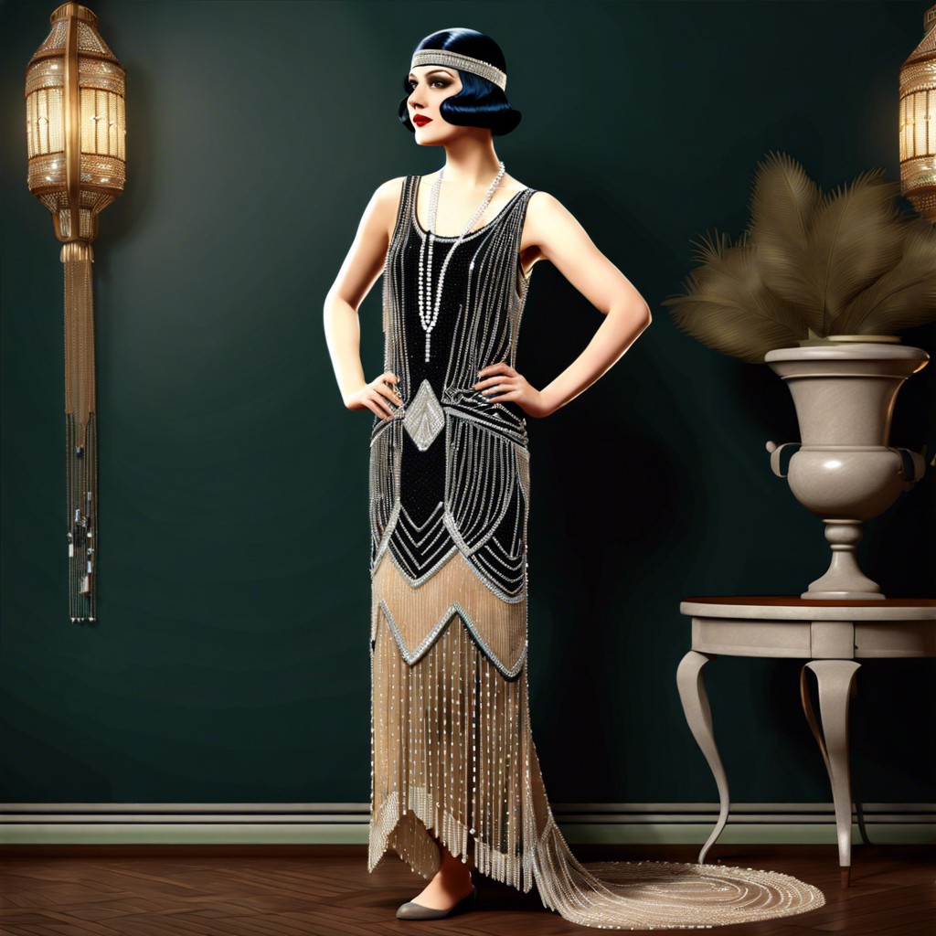 vintage 1920s flapper style beaded gown