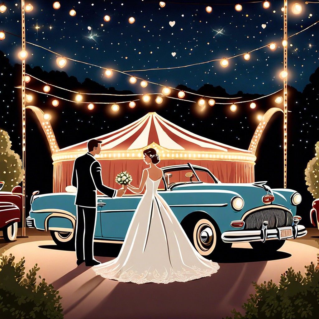 vintage drive in theater wedding