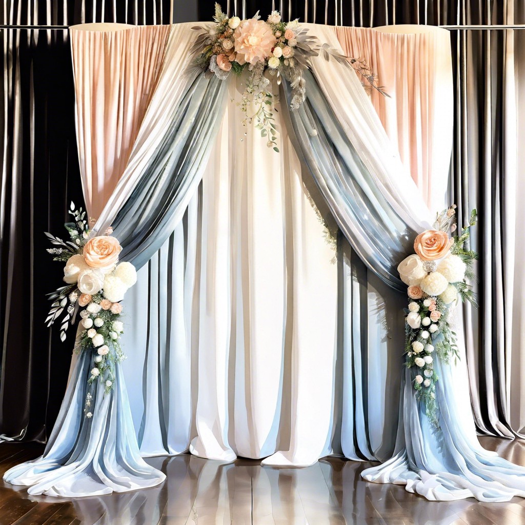 watercolor fabric drapes with crystal accents