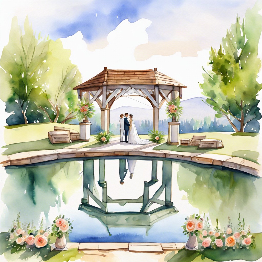 watercolor painted scene of the wedding location