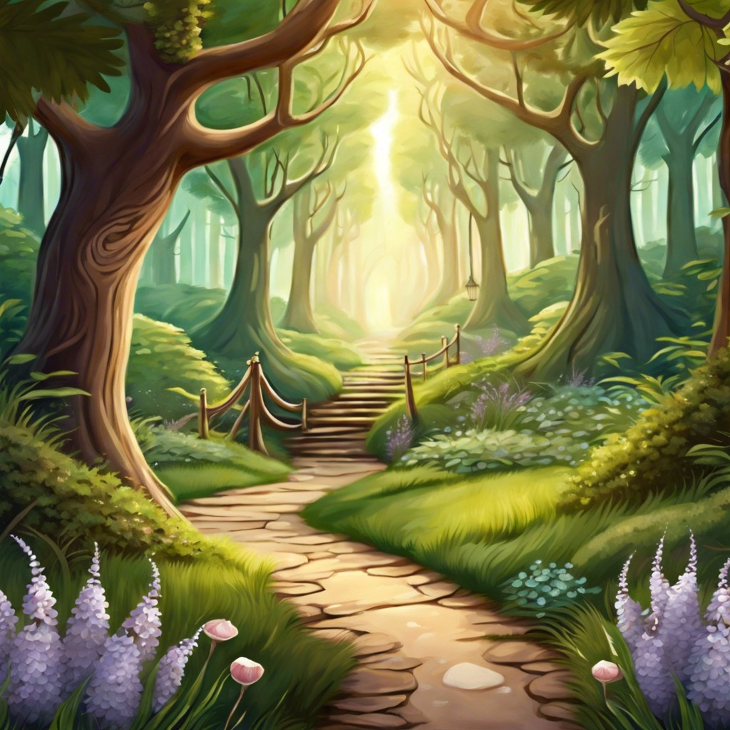 whimsical forest pathway walk