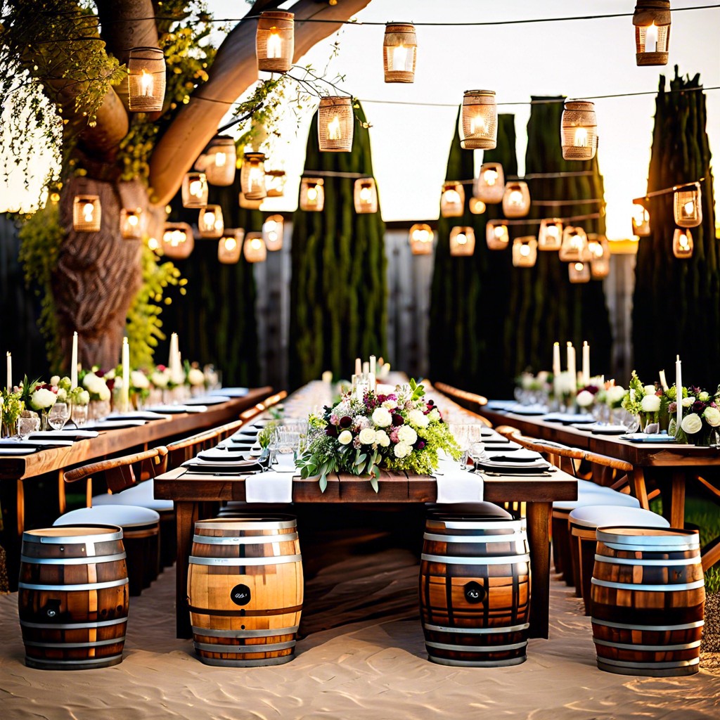 wine barrel tables for guests