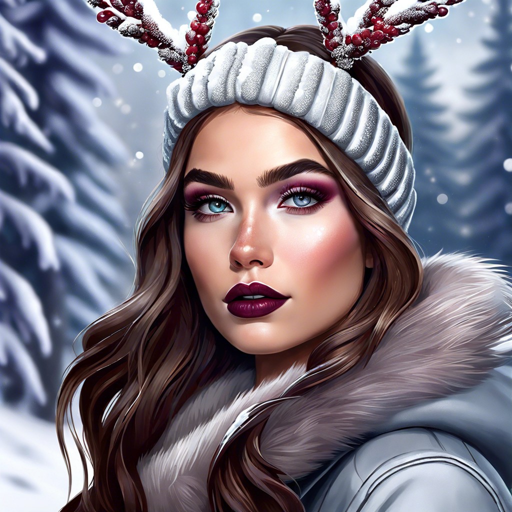 winter wonderland cool tones with silver eyeshadow winged liner and berry stained lips