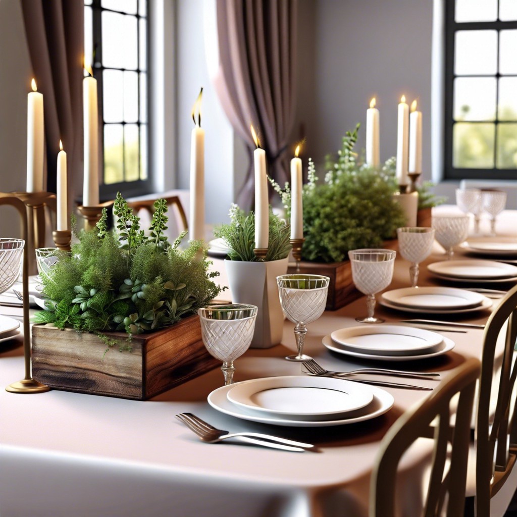 potted herbs as centerpieces