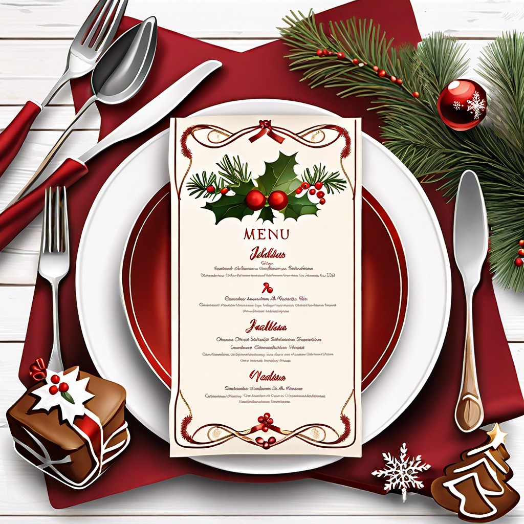 yuletide menu with festive dishes