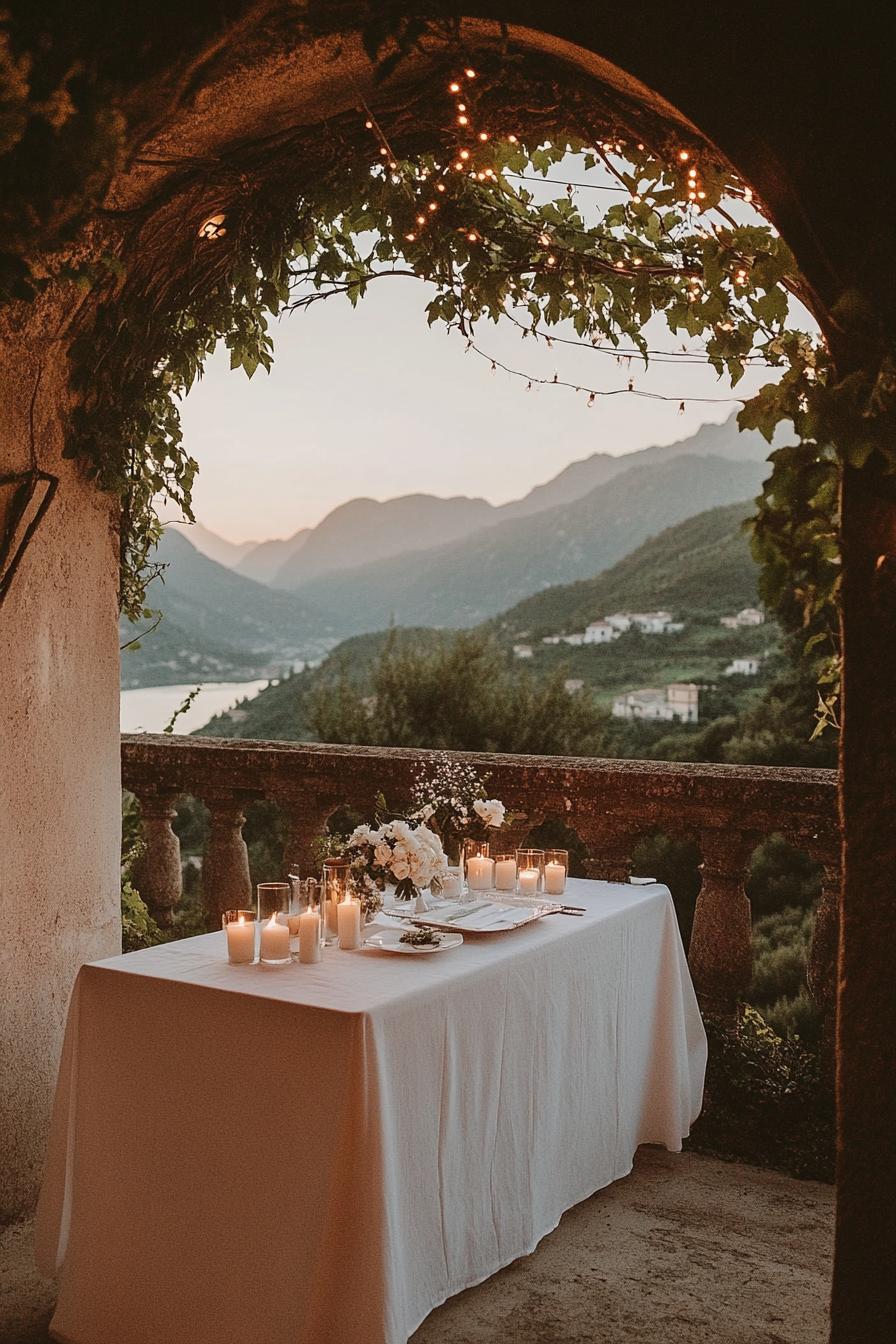 Elegant wedding table with candles and floral centerpiece