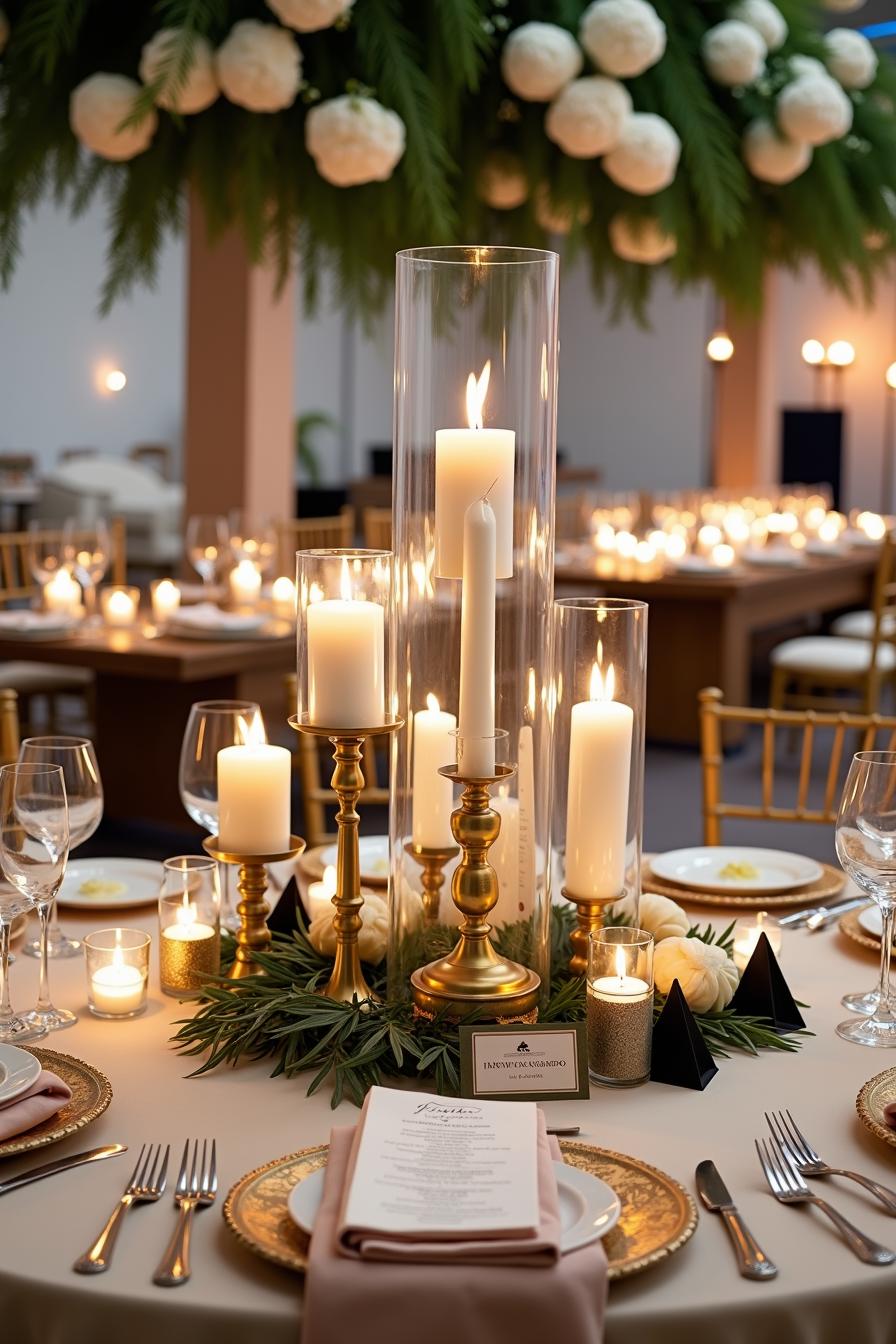 Elegant table adorned with candles and florals