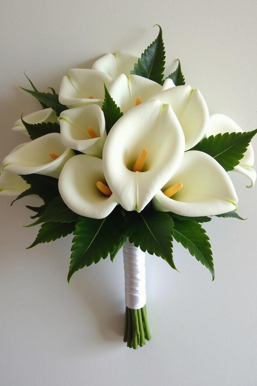 Elegant calla lily bouquet wrapped in white