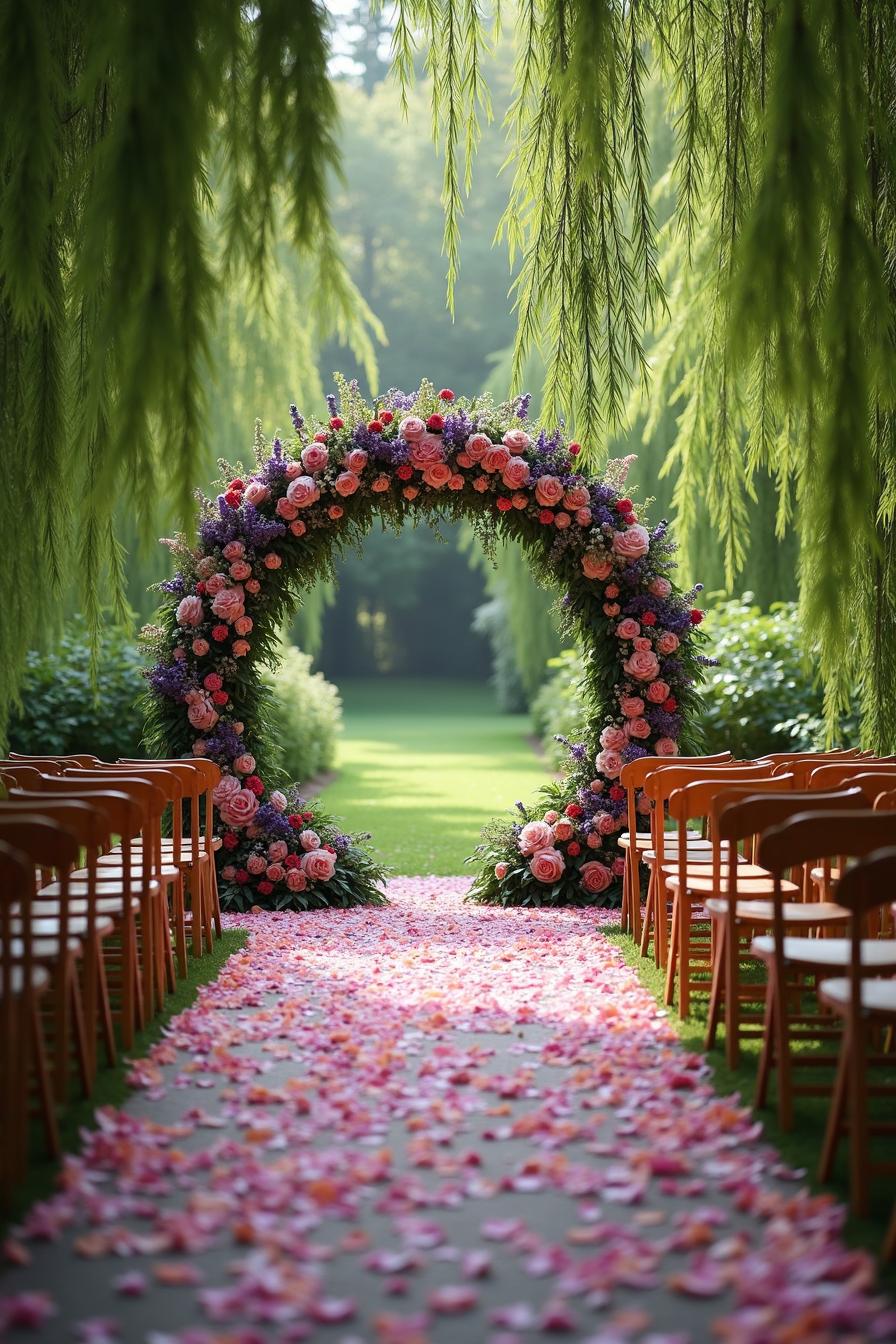 Arc of Blossoms in Woodland Setting