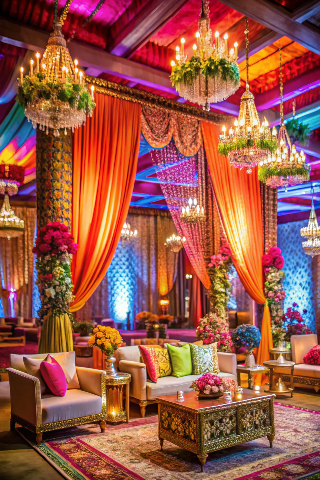 Sumptuous seating amidst opulent decor